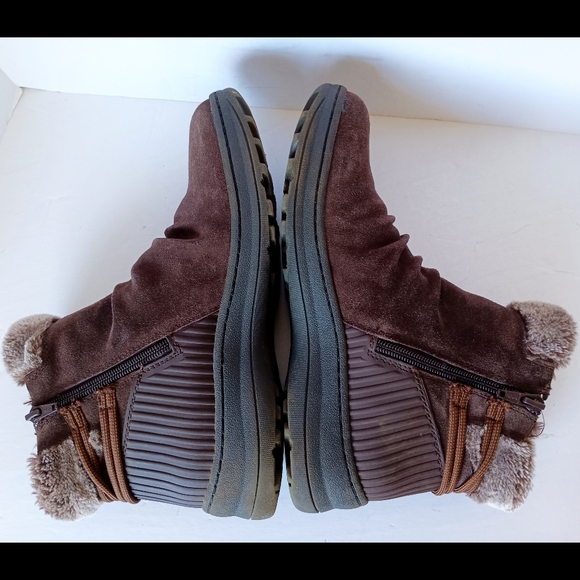 🖤 BareTraps Adelina Leather Suede Ankle Boots Bootie 9 Winter Faux Fur Burgundy - Picture 12 of 14